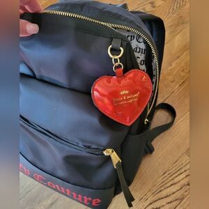 Juicy Couture backpack, Black fabric, Red heart and bw Logo lining